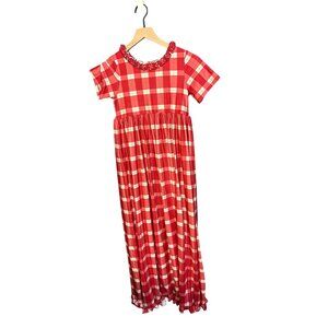 SweetHoney Girls Red & White Plaid Maxi Dress 12Y